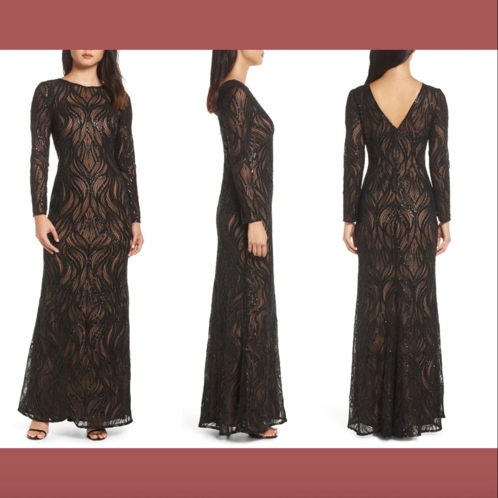 NEW Tadashi Shoji Vibiana Embroided Sequin Gown